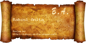Bakcsi Anita névjegykártya